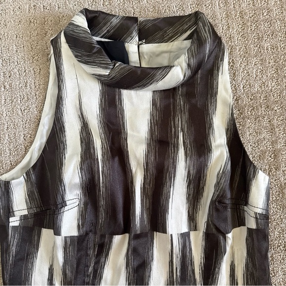 Carlisle sleeveless dress, cowl neck, Brown and white abstract Size 6 - Picture 5 of 16